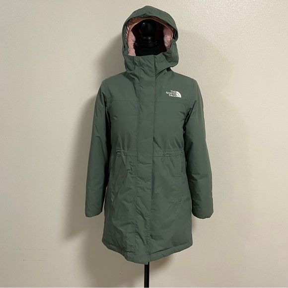 The North Face Parka Girls Size MediumSage Green 600 Down Hooded Down Ski Jacket - Picture 1 of 17